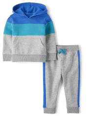 Conjunto de traje de 2 piezas de polar con bloques de color para bebés y niños pequeños