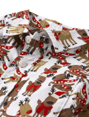 Baby And Toddler Boys Reindeer Poplin Button Up Shirt