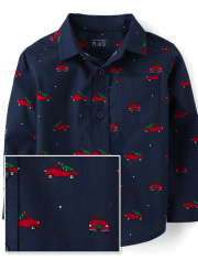 Baby And Toddler Boys Dad And Me Truck Poplin Button Up Shirt