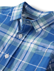 Camisa con botones de popelina a cuadros para bebés y niños pequeños