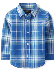 Camisa con botones de popelina a cuadros para bebés y niños pequeños