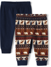 Baby Boys Animal Fairisle Pants 2-Pack