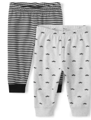 Baby Boys Mustache Pants 2-Pack