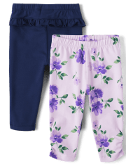 Baby Girls Floral Ruffle Leggings 2-Pack