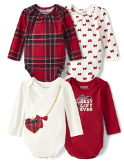 Baby Girls Bow Bodysuit 4-Pack