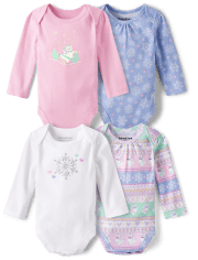 Baby Girls Snowflake Bodysuit 4-Pack