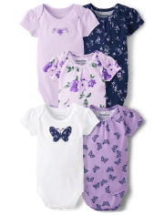 Baby Girls Butterfly Bodysuit 5-Pack