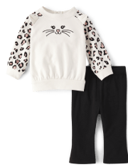 Baby Girls Cat 2-Piece Playwear Set