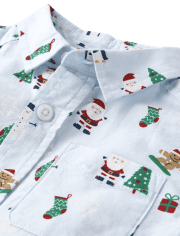 Baby And Toddler Boys Christmas Poplin Button Up Shirt