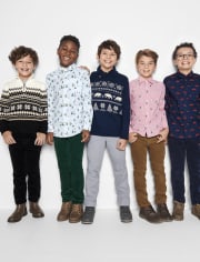 Boys Snowflake Fairisle Quarter-Zip Sweater