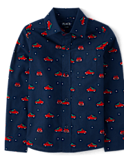 Boys Dad And Me Truck Poplin Button Up Shirt