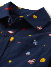 Boys Space Poplin Button Up Shirt