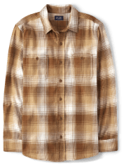 Mens Dad And Me Plaid Flannel Button Up Shirt
