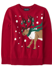 Boys Intarsia Reindeer Sweater