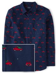 Camisa con botones de popelina con diseño de camión Dad And Me para hombre