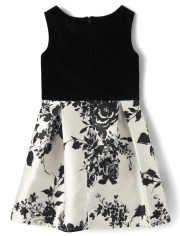 Girls Floral Velour Fit And Flare Dress