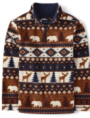 Boys Animal Fairisle Glacier Fleece Half-Zip Pullover