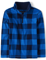 Unisex Kids Buffalo Plaid Glacier Fleece Half-Zip Pullover