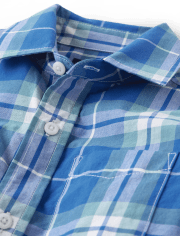 Camisa con botones de popelina a cuadros para niños