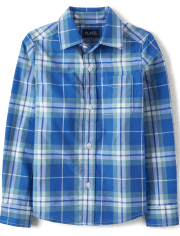 Camisa con botones de popelina a cuadros para niños