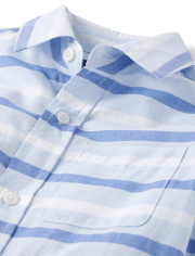 Boys Striped Poplin Button Up Shirt