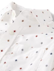 Boys Print Poplin Button Up Shirt