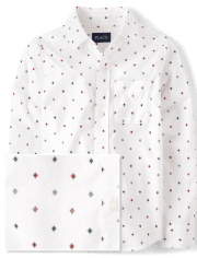 Boys Print Poplin Button Up Shirt