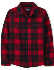 Boys Matching Family Buffalo Plaid Flannel Button Up Shirt