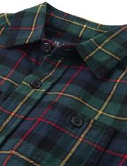 Camisa con botones de franela a cuadros familiares a juego para niños