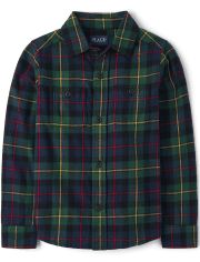 Camisa con botones de franela a cuadros familiares a juego para niños