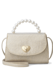 Girls Glitter Faux Pearl Crossbody Bag