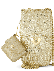 Bolso para teléfono con lentejuelas para niñas