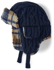 Gorro trampero tejido de ochos a cuadros para niños
