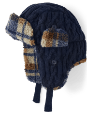 Gorro trampero tejido de ochos a cuadros para niños