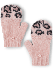 Girls Leopard Pop Top Gloves