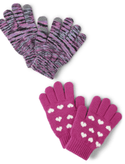 Girls Space Dye Texting Gloves 2-Pack