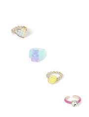 Paquete de 4 anillos con cara feliz para niñas