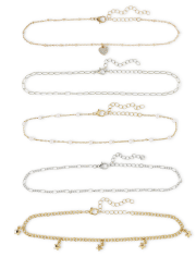Paquete de 5 gargantillas de cadena para niña