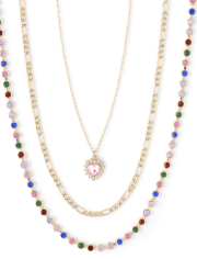 Paquete de 3 collares con piedras artificiales para niña