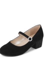 Zapatos de tacón bajo con purpurina para niñas