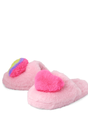 Girls Heart Faux Fur Slippers