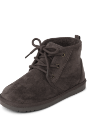 Boys Faux Suede Mid-Top Boots