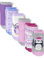 Toddler Girls Penguin Midi Socks 6-Pack