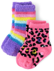Toddler Girls Leopard Cozy Socks 2-Pack