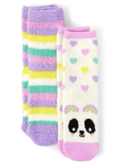 Lot de 2 paires de chaussettes douillettes Panda pour filles