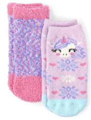 Paquete de 2 calcetines acogedores de unicornio para niñas pequeñas
