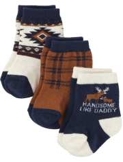 Baby Boys Moose Midi Socks 3-Pack
