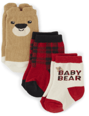 Unisex Baby Bear Midi Socks 3-Pack