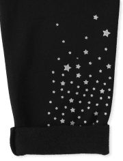 Leggings acogedores de felpa francesa con diamantes de imitación para niñas