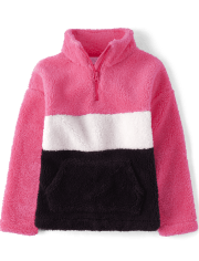 Girls Colorblock Sherpa Half-Zip Pullover